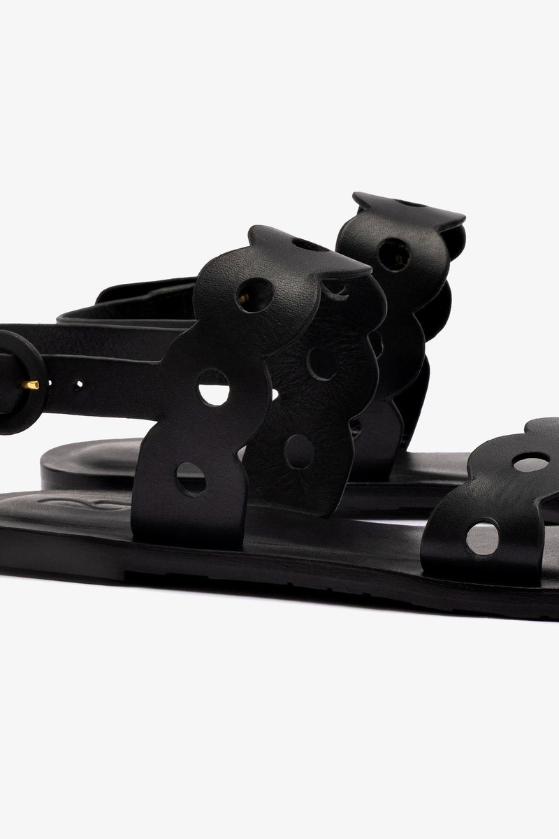 Florence Flat Sandal In Black Leather 7