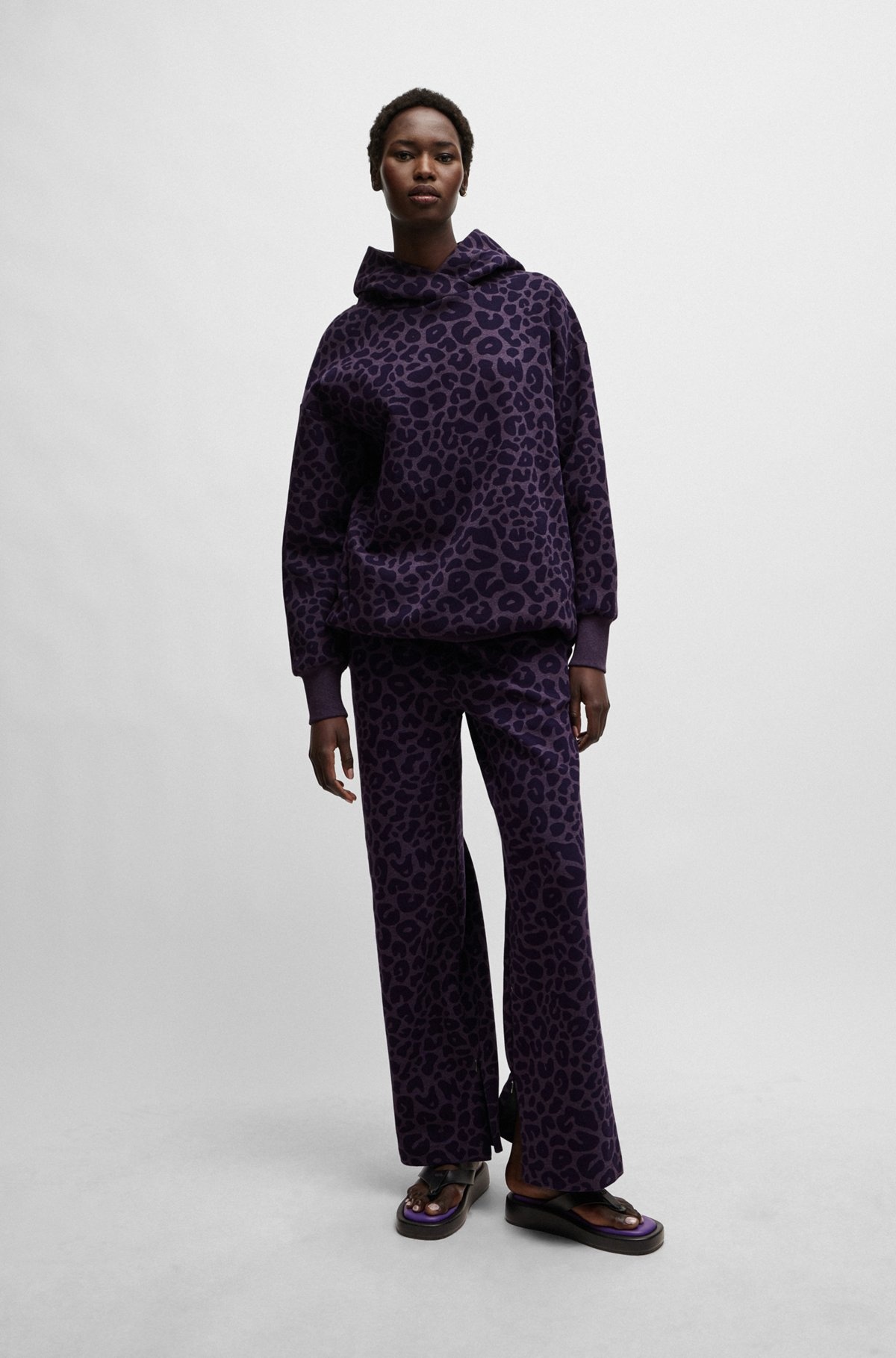 NAOMI X BOSS LONGLINE HOODIE WITH LEOPARD PATTERN - 3