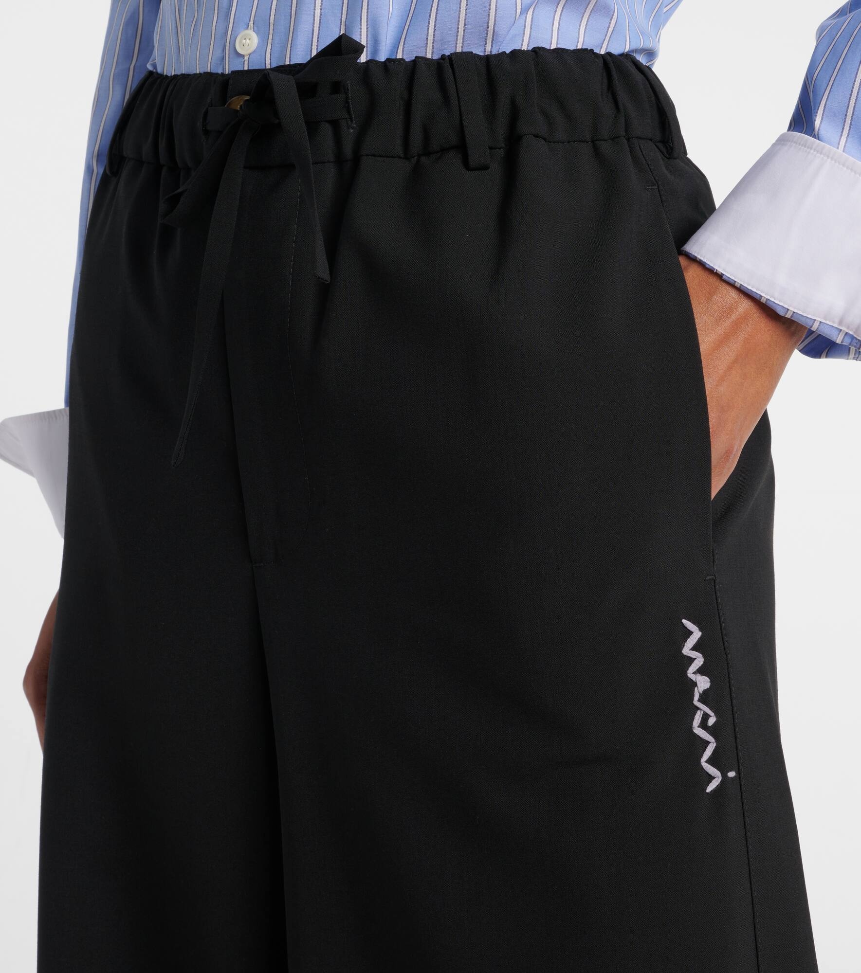 High-rise gingham wide-leg pants - 4