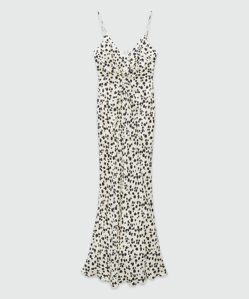 Viscose slip dress with knotted waist - 1