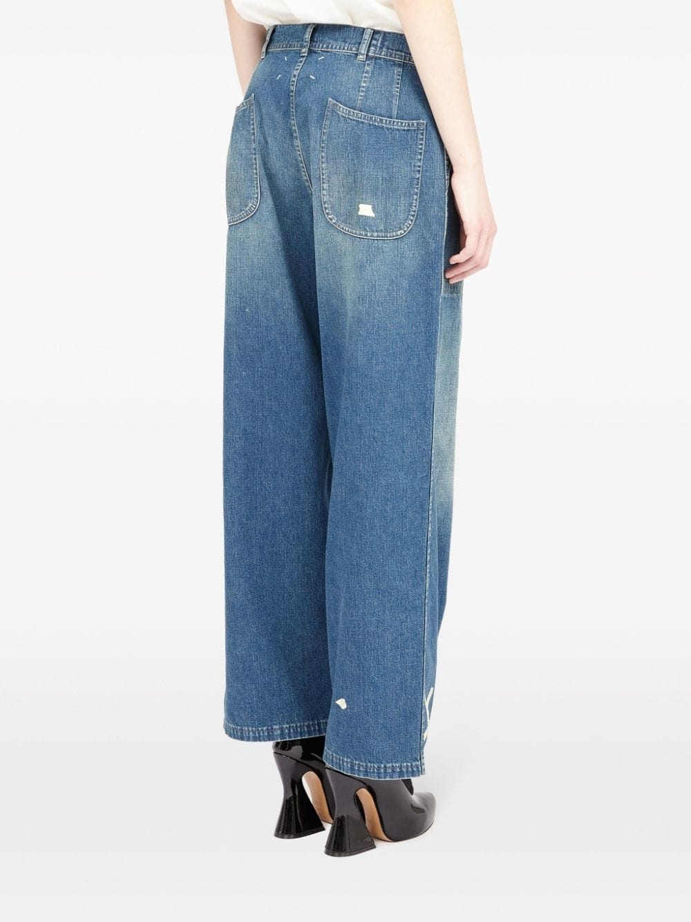 paint-splatter wide-leg jeans - 5