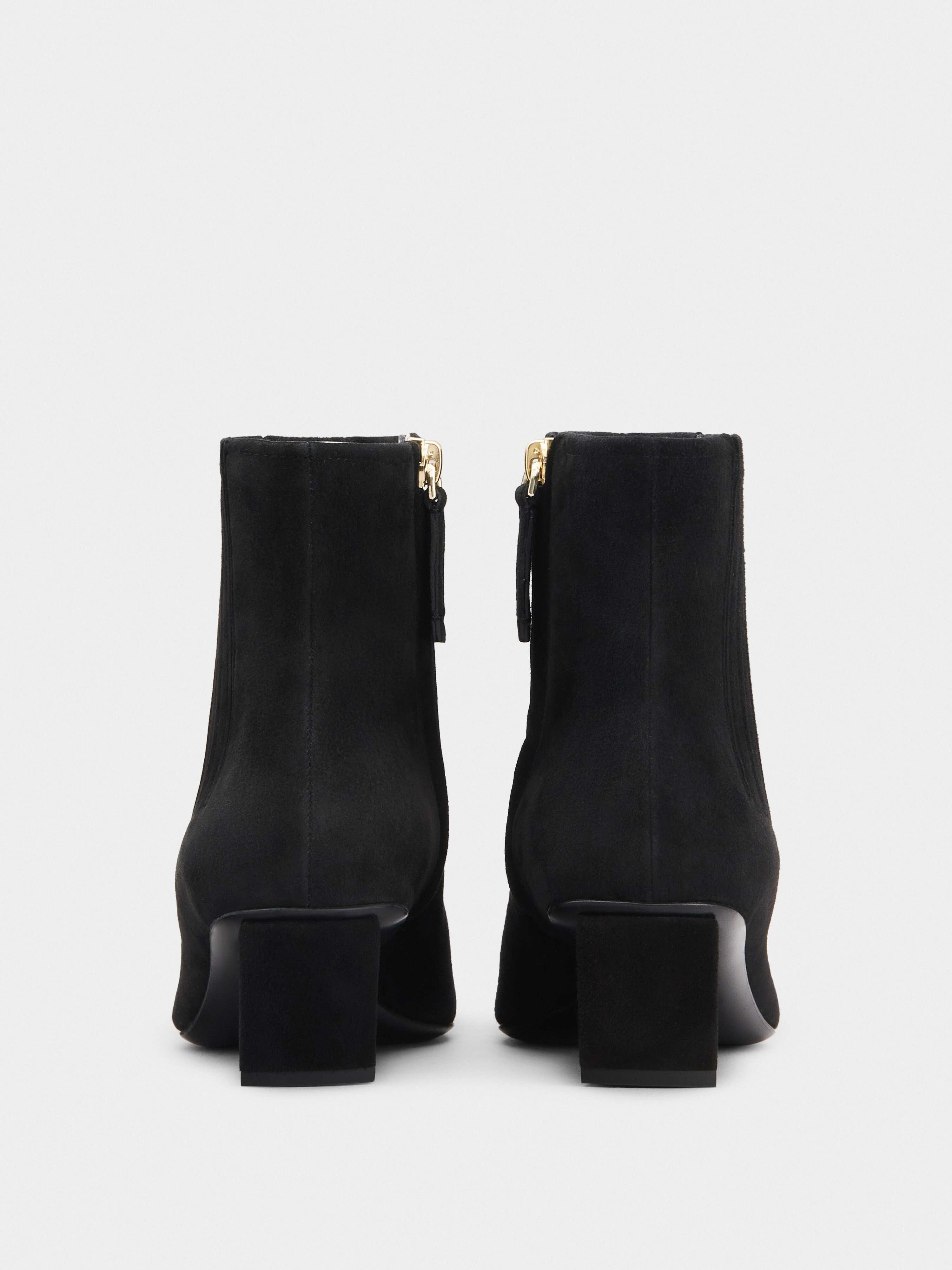 Belle Vivier Metal Buckle Chelsea Booties in Suede - 5