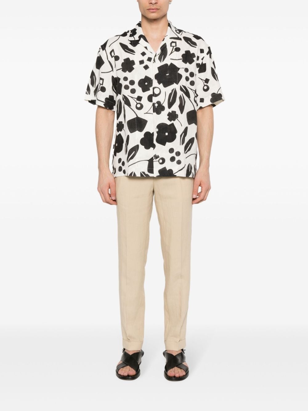 drawstring-fastening linen trousers - 2