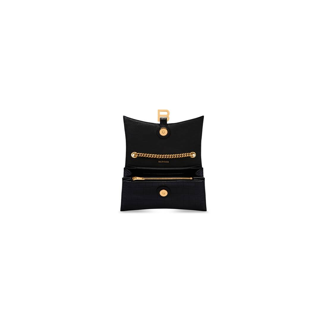 Women's Crush Xs Chain Bag Crocodile Embossed  in Black - 7