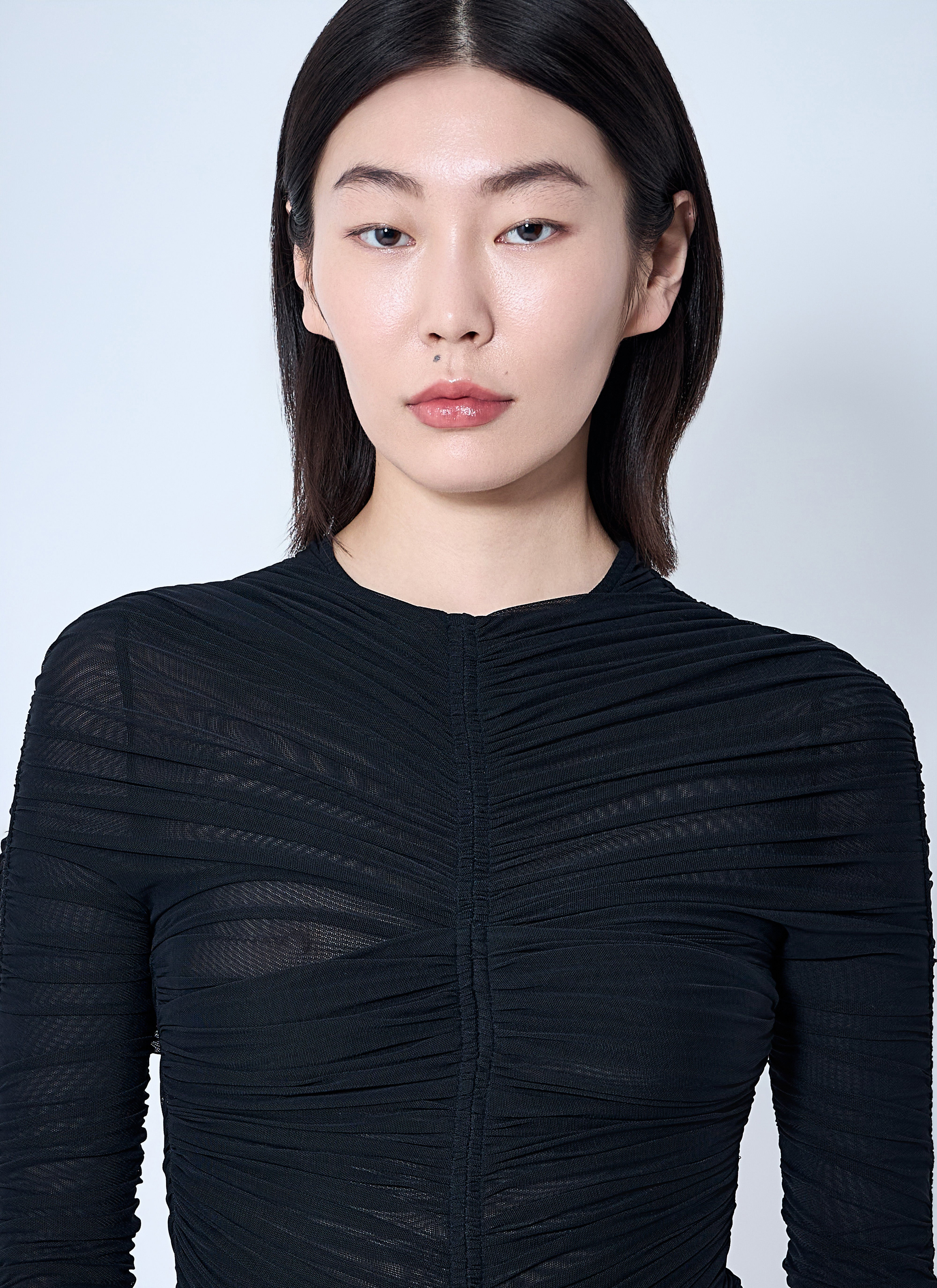 Mugler Women Ruched Mesh Bodysuit - 5