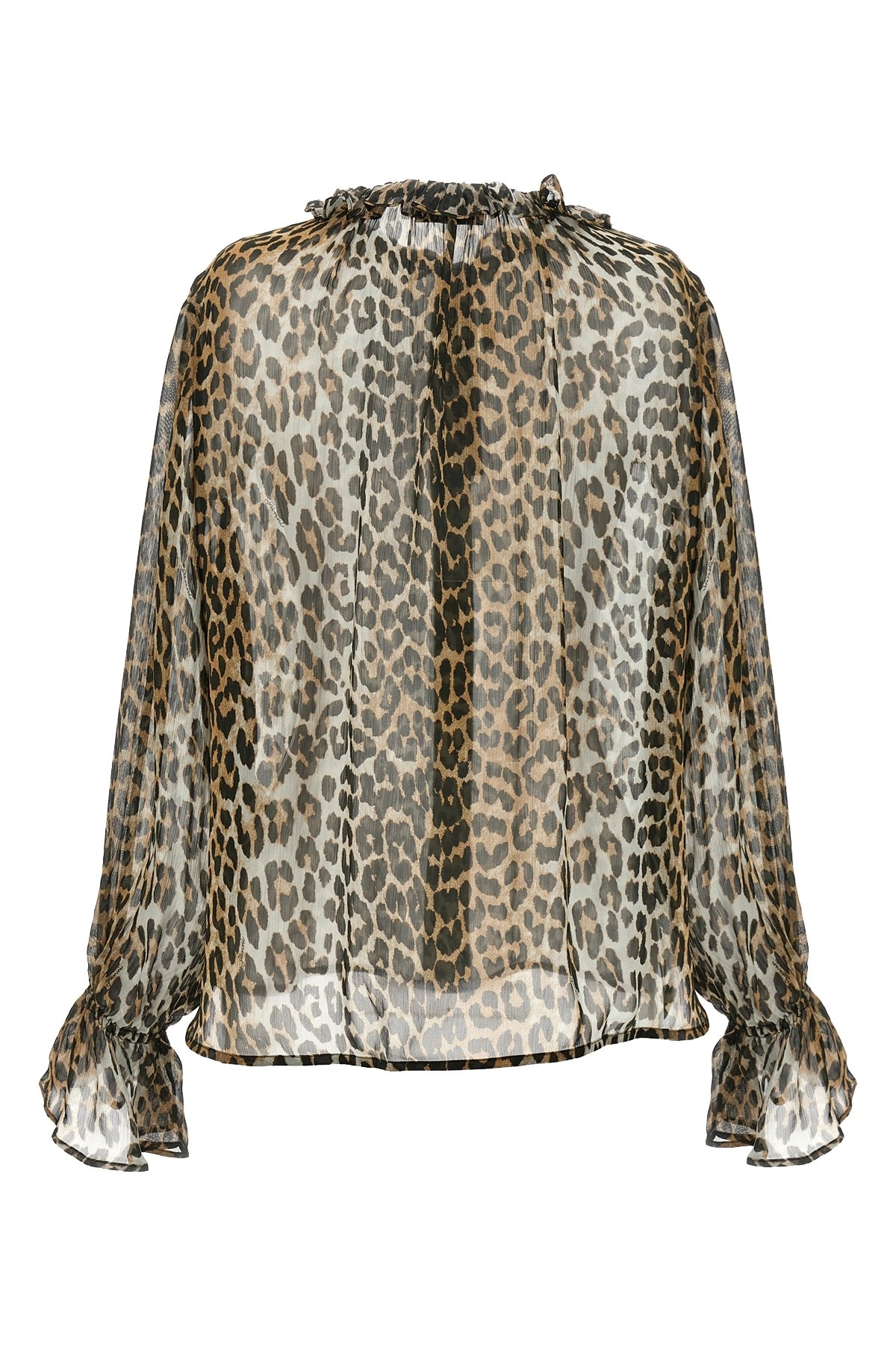 'Leopard Print Chiffon Tie String' shirt - 3