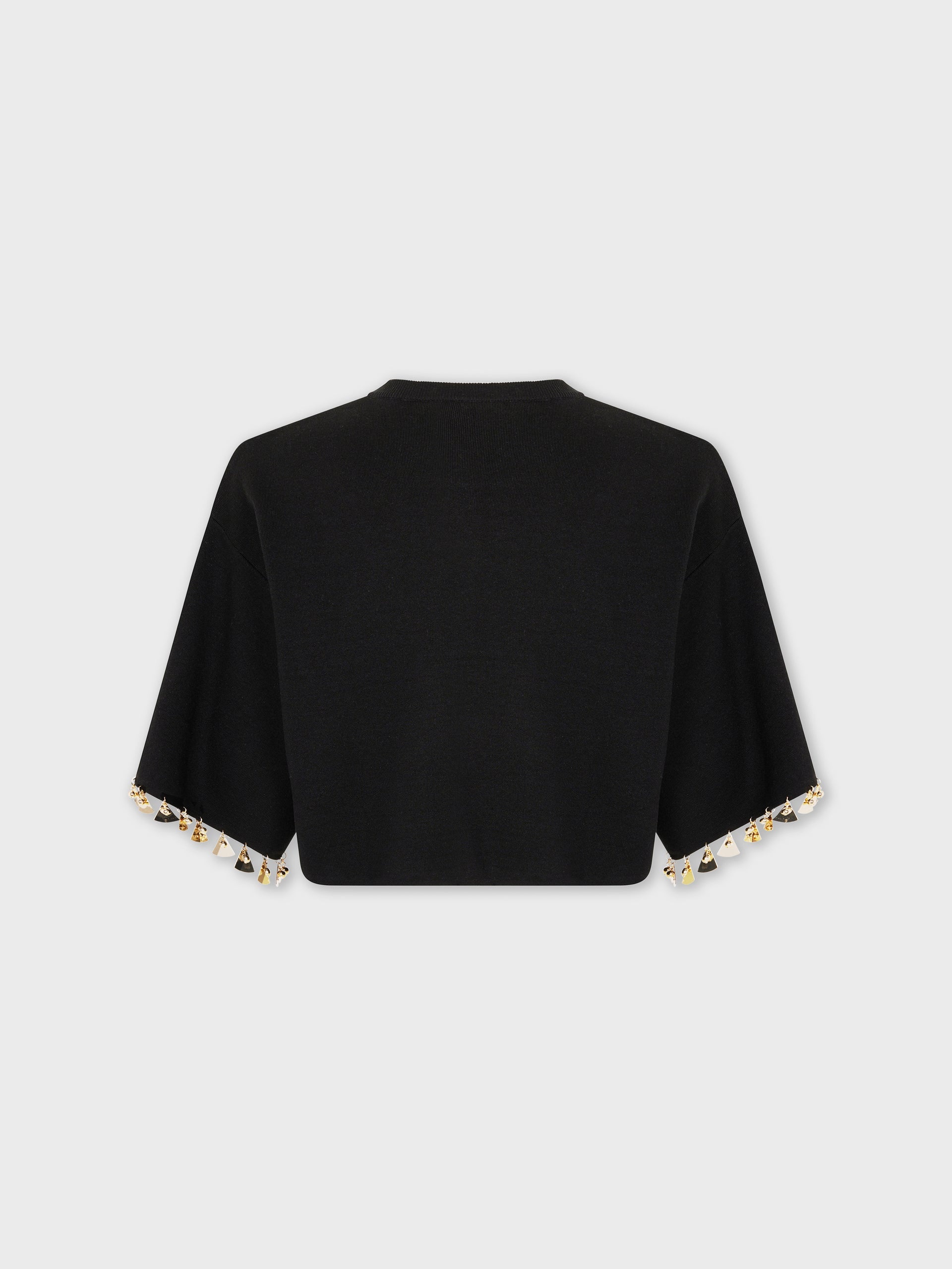 BLACK CROP JUMPER IN COTTON AND SILK KNIT - 6