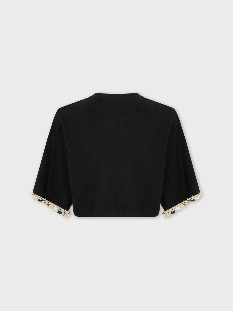코튼과 실크 KNIT에 블랙 CROP JUMPER 6
