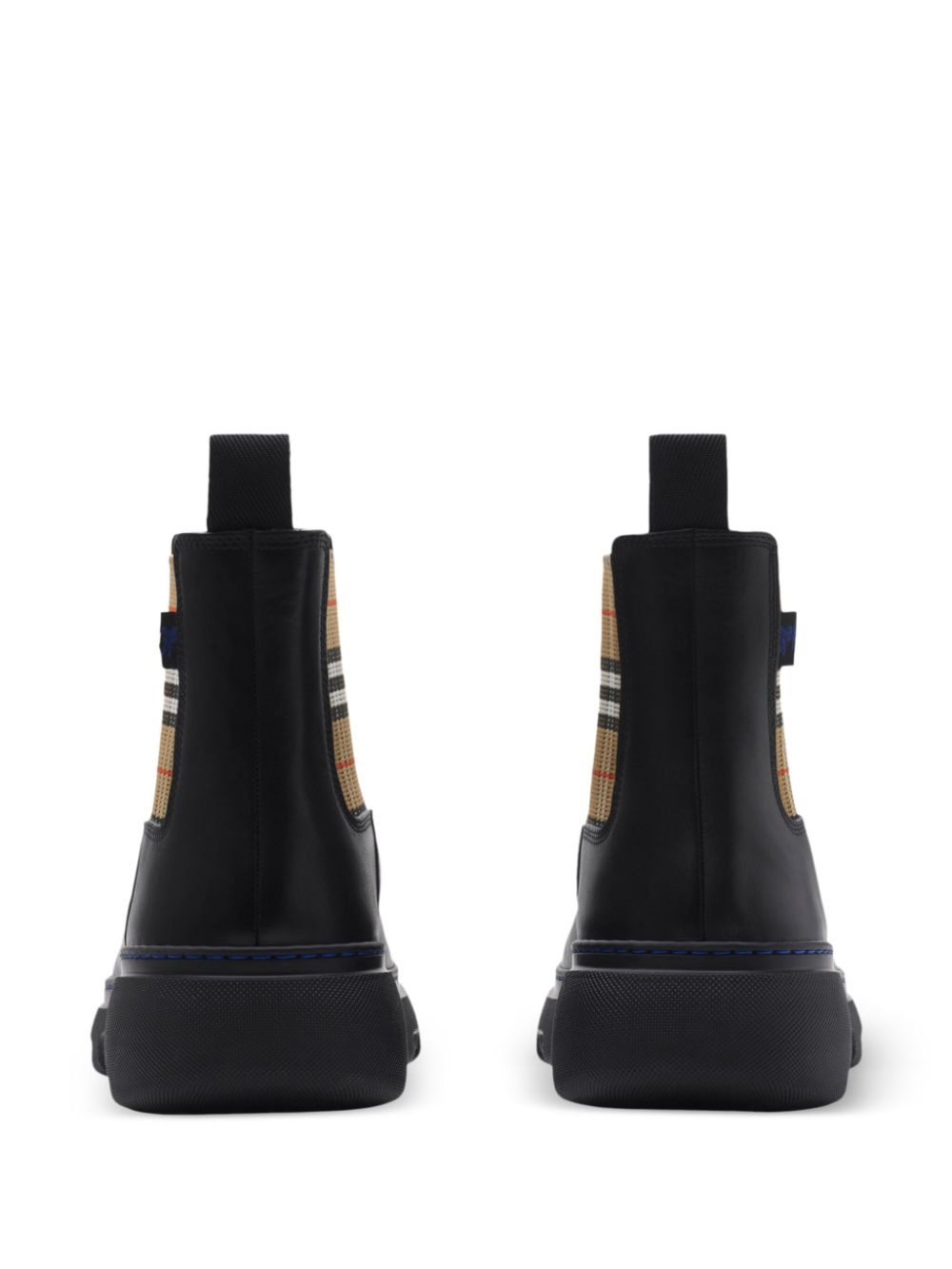 check pattern leather boots - 3