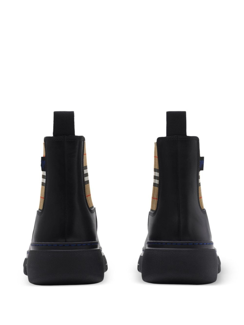 check pattern leather boots 3