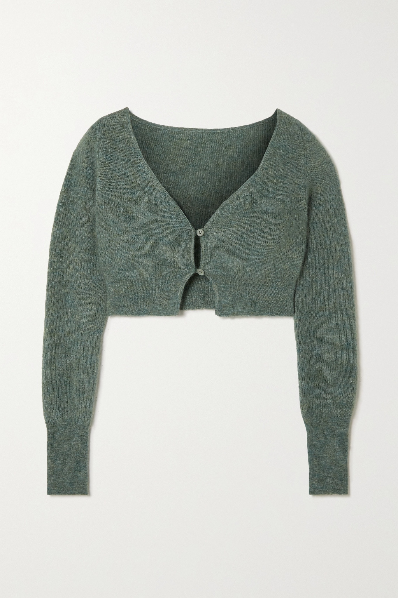 Alzou cropped mohair-blend cardigan - 1