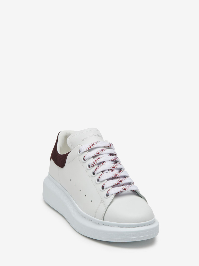 Alexander McQueen Women's Oversized Sneaker in White/dark Burgundy outlook