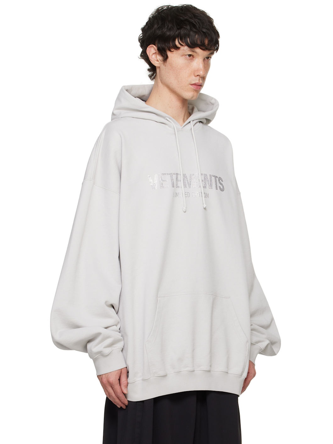 VETEMENTS Gray Limited Edition Logo Hoodie REVERSIBLE