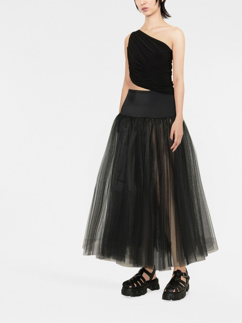 NORMA KAMALI Diana ruched one-shoulder top outlook