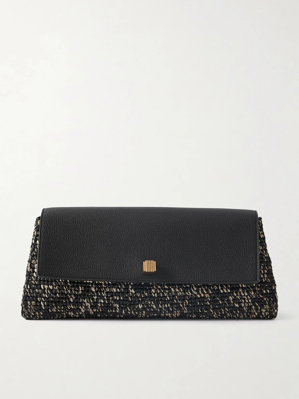 Audrey Textured-leather And Raffia Clutch - 1