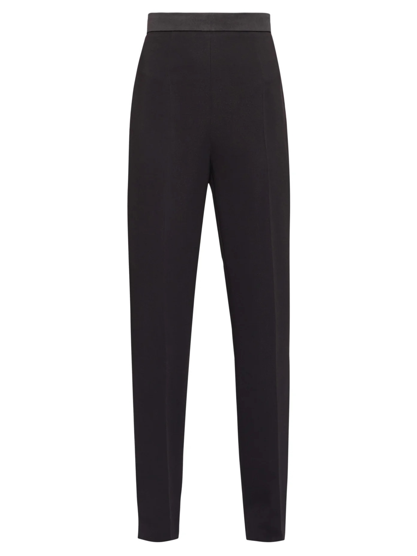 Satin-trimmed side-tie crepe tuxedo trousers - 1