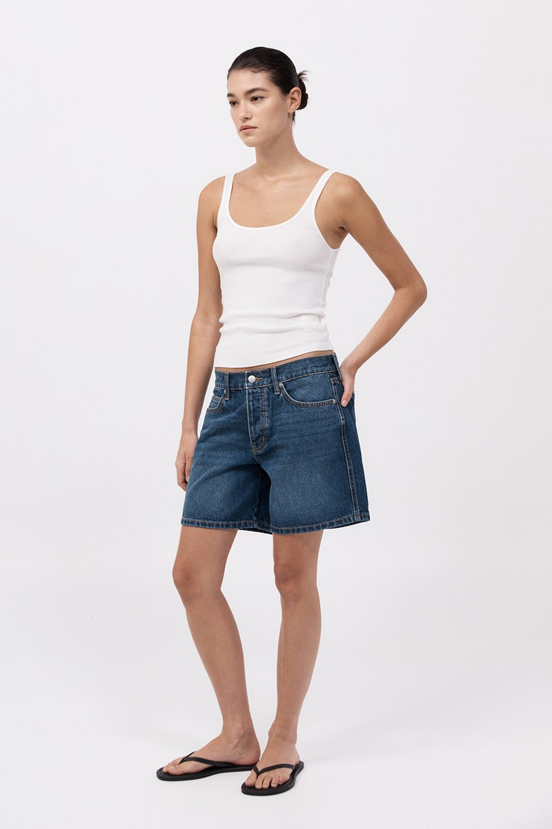 ST. AGNI Denim Mid Rise Shorts - Indigo outlook