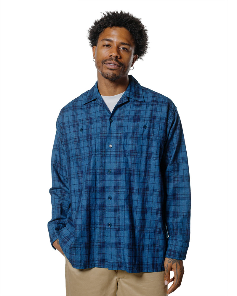 BEAMS PLUS MIL Open Collar Indigo Dobby Plaid Wide Plaid outlook
