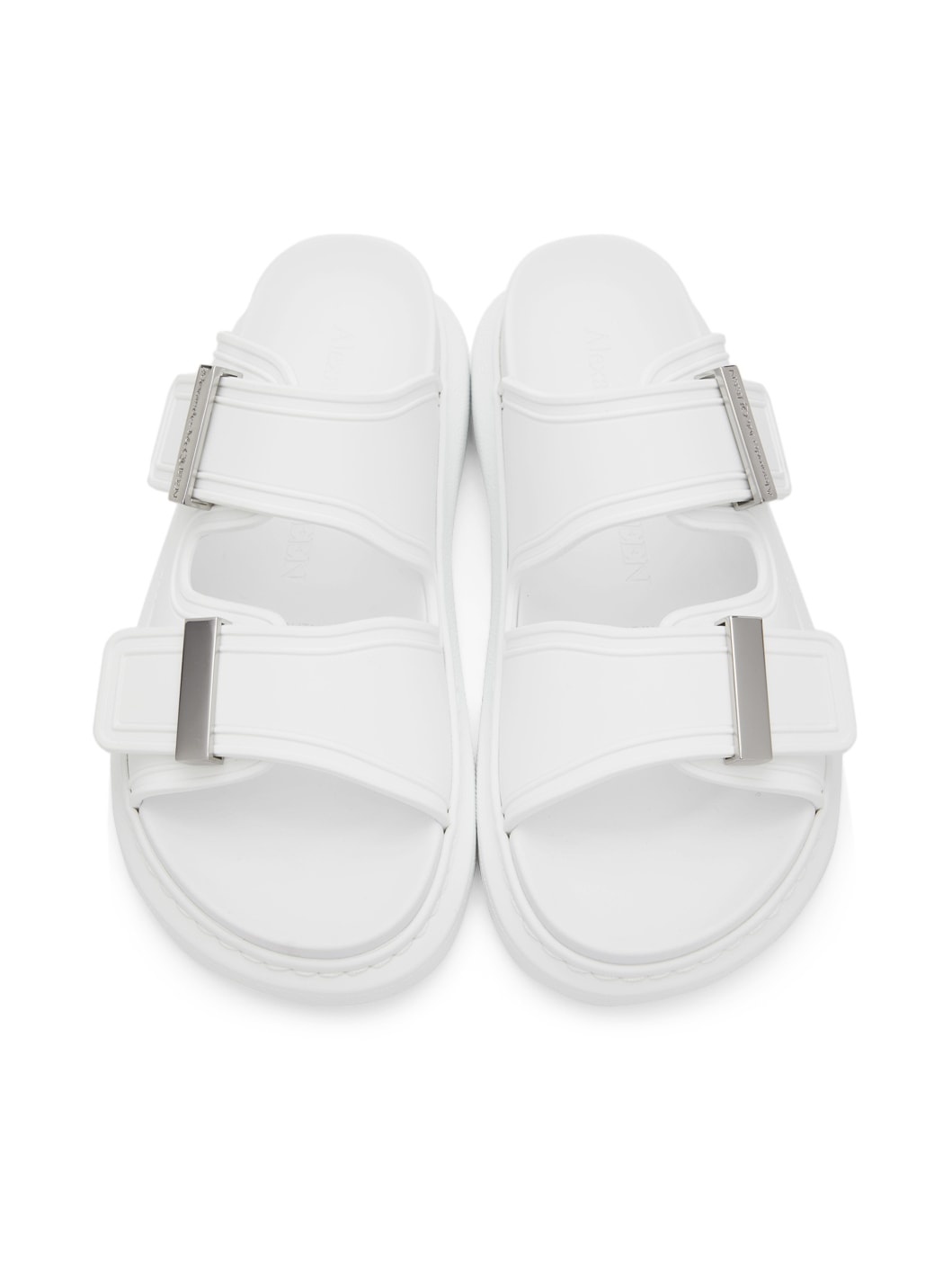 White Hybrid Slide Sandals - 5