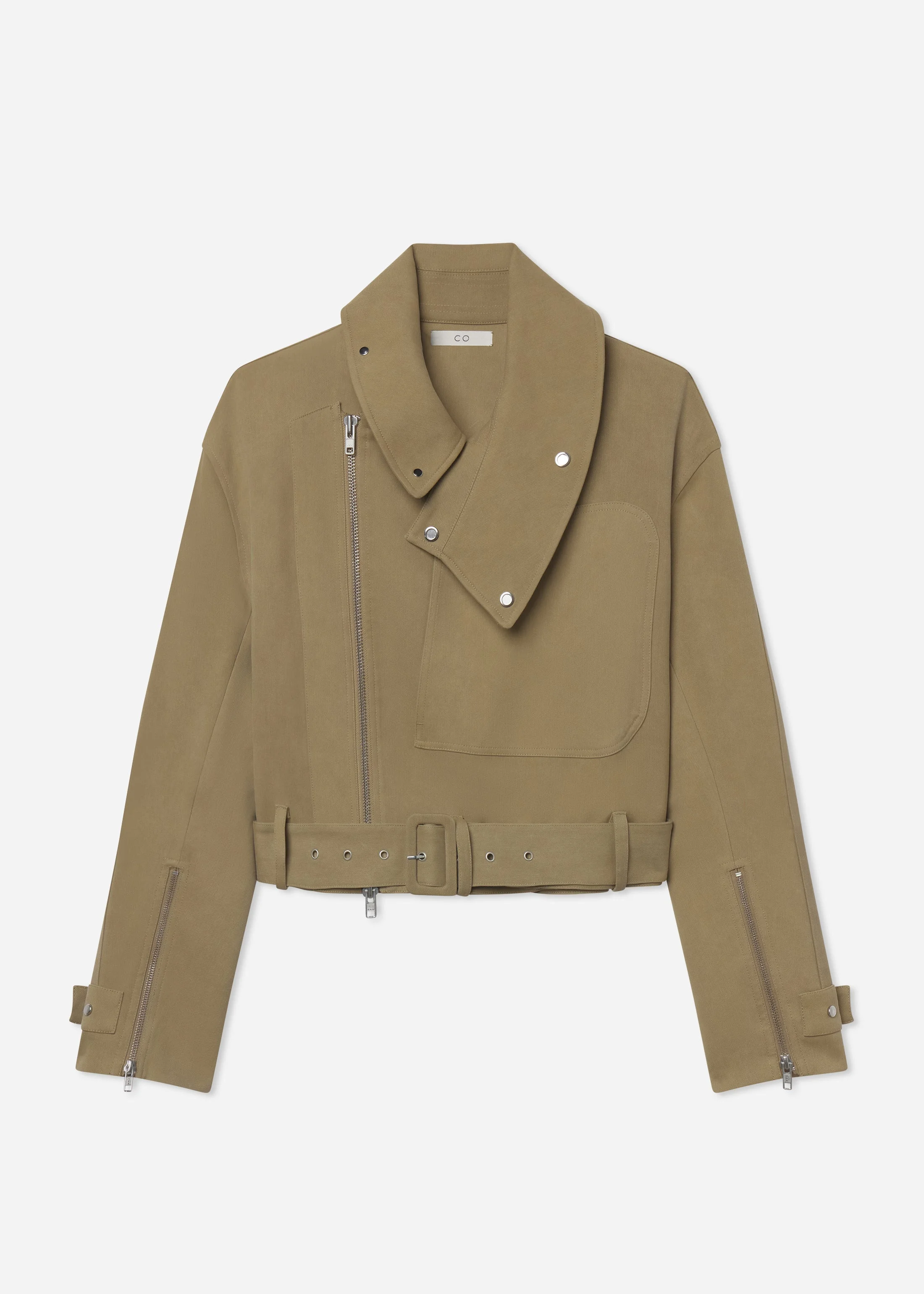 Flying Collar Moto Jacket in Cold-Dyed Cotton - 1