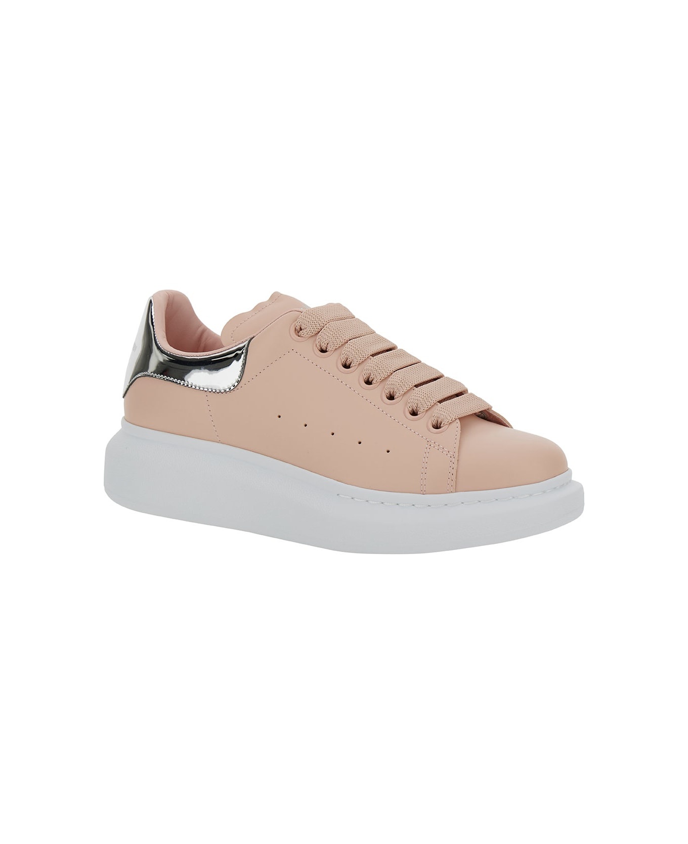 Low Top Sneakers With Oversized Platform And Metallic Heel Tab In Leather - 2
