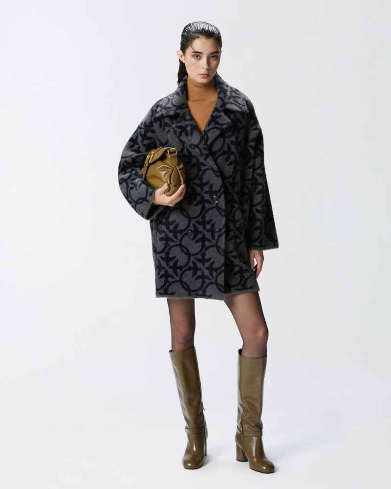 PINKO SHORT FAUX FUR COAT WITH LOGO outlook