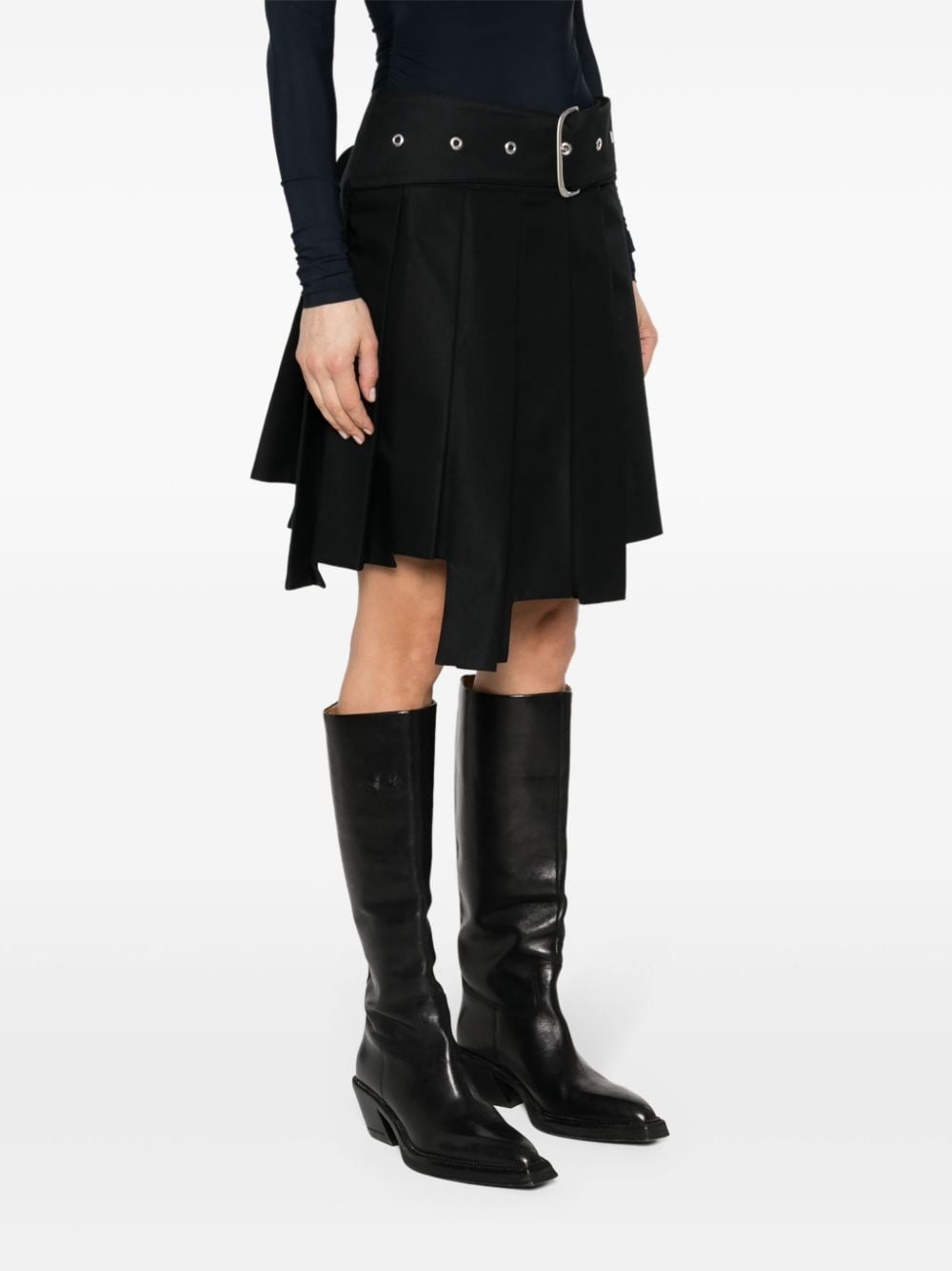 wraparound pleated mini skirt - 3