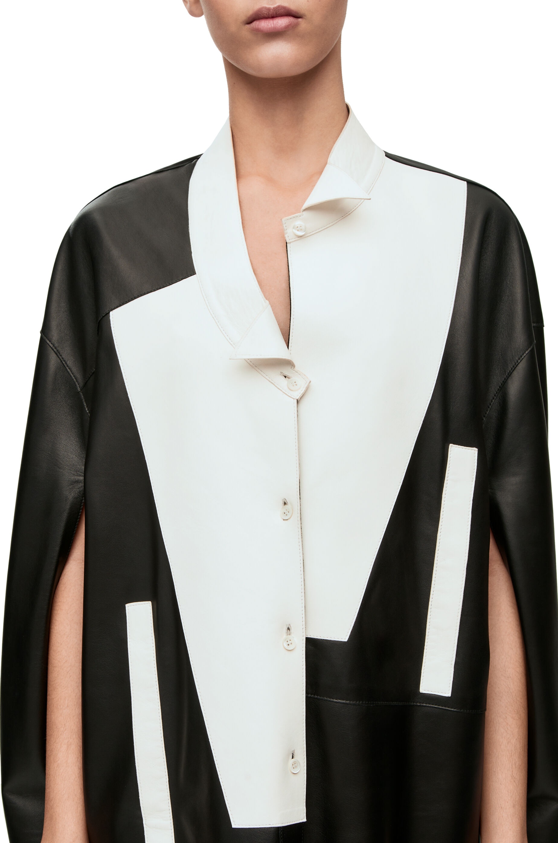 Asymmetric shirt dress in nappa - 5