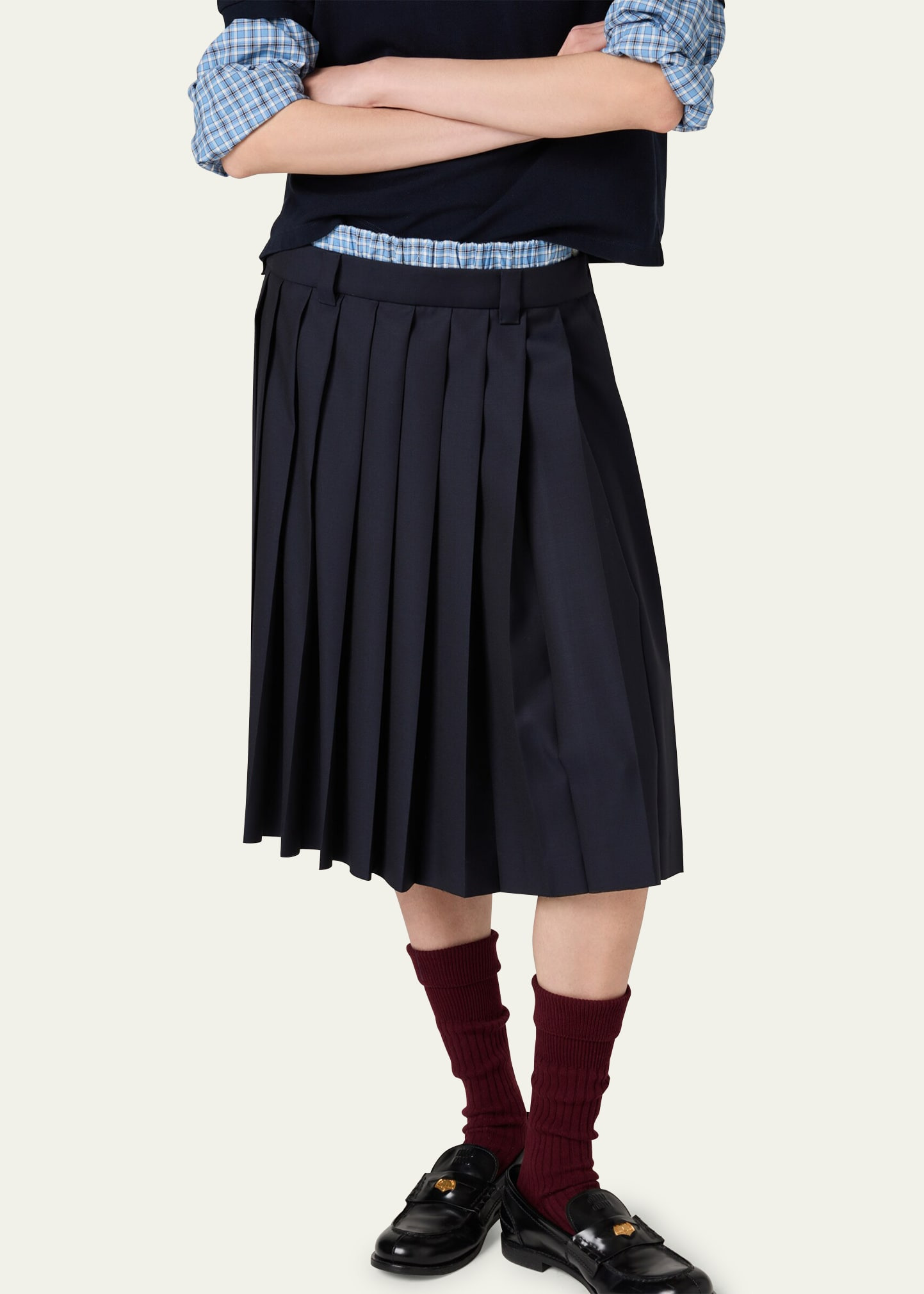 Double-Waist Pleated Skirt - 4