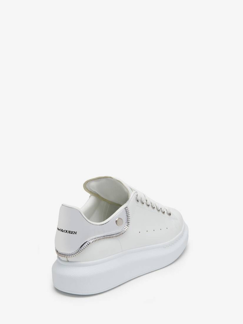 Alexander McQueen Women's Oversized Sneaker in White/silver outlook