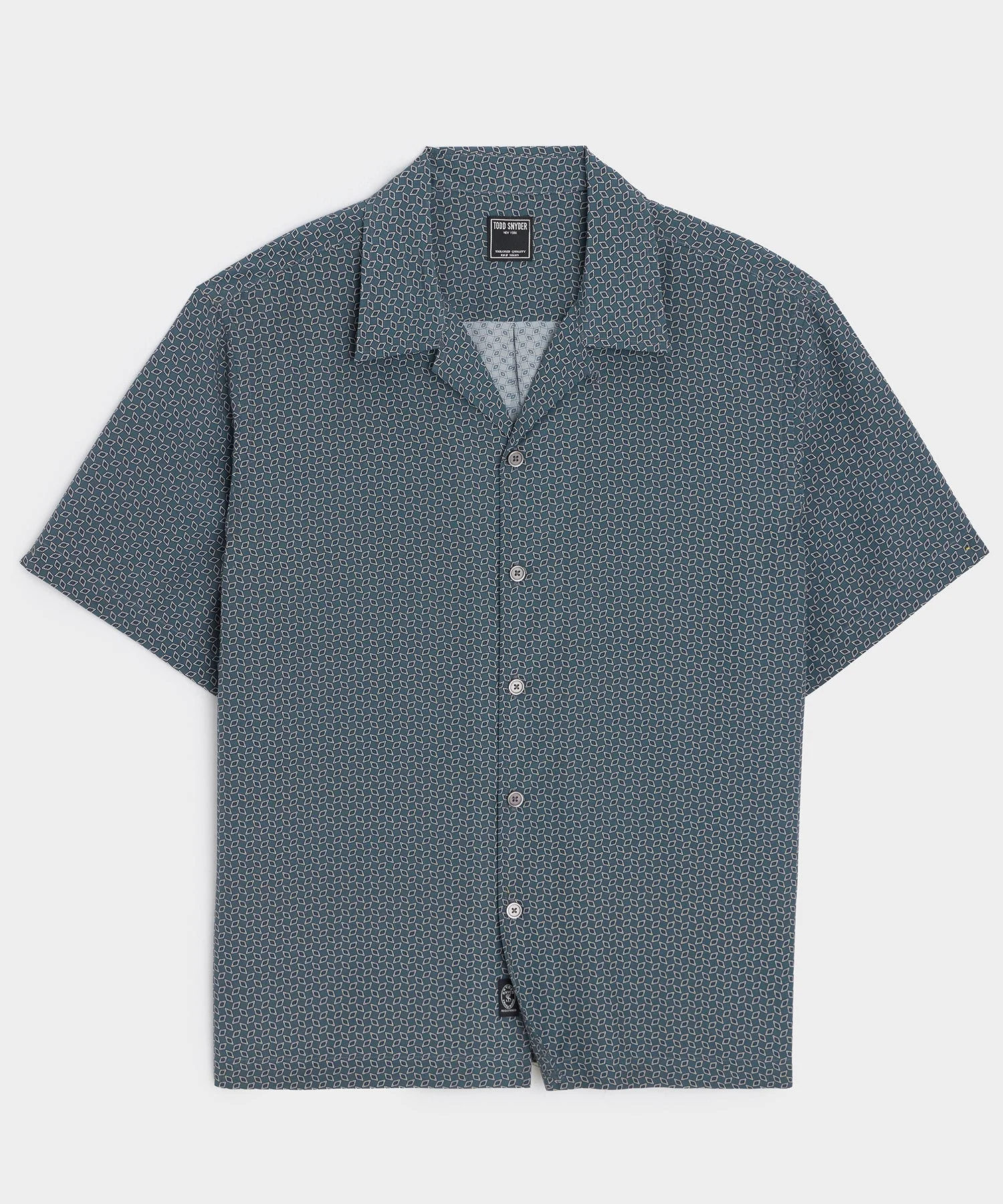 Cropped Silk Geo Camp Collar Shirt - 1