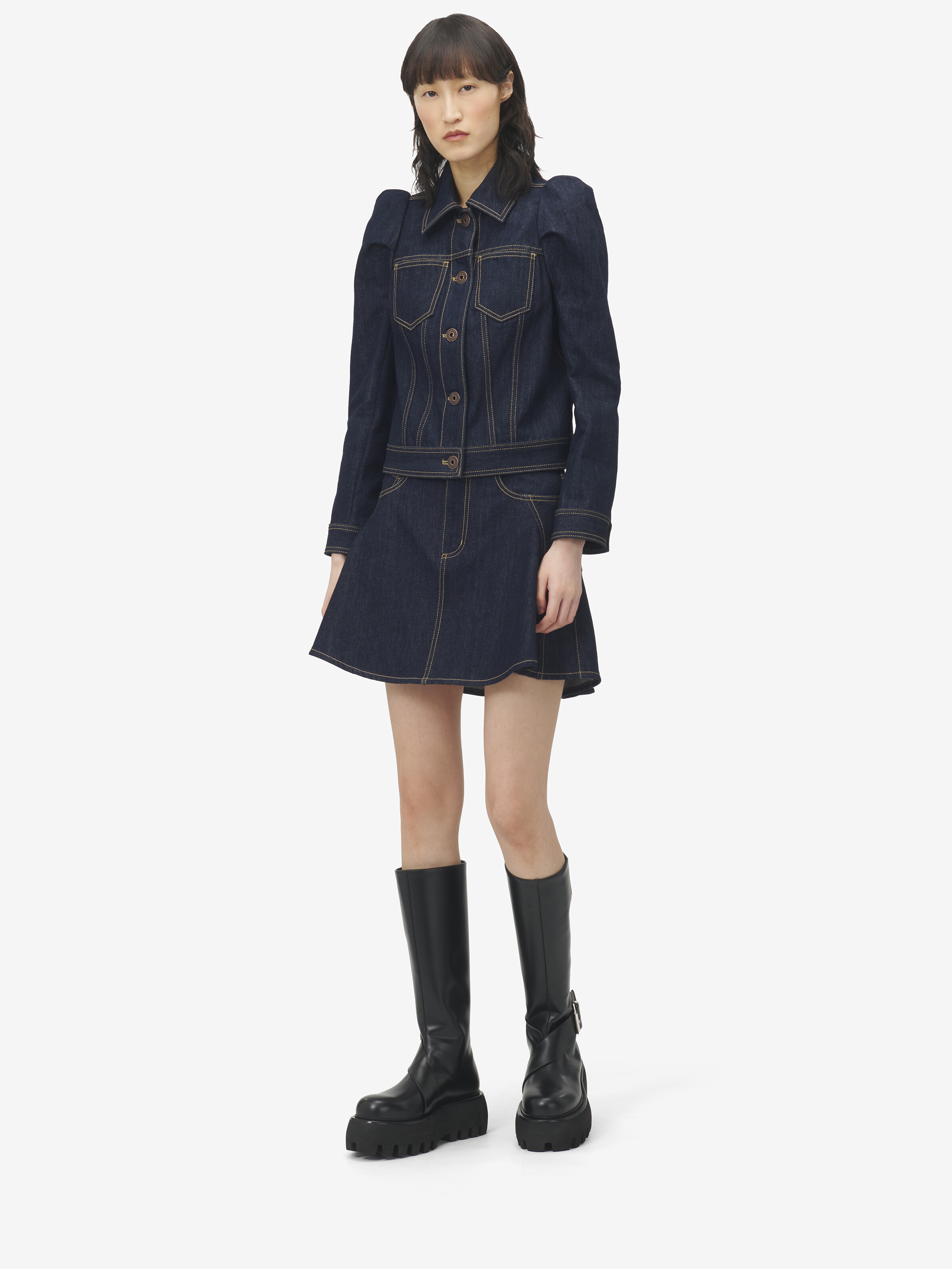 Pinched Shoulder Denim Jacket - 2