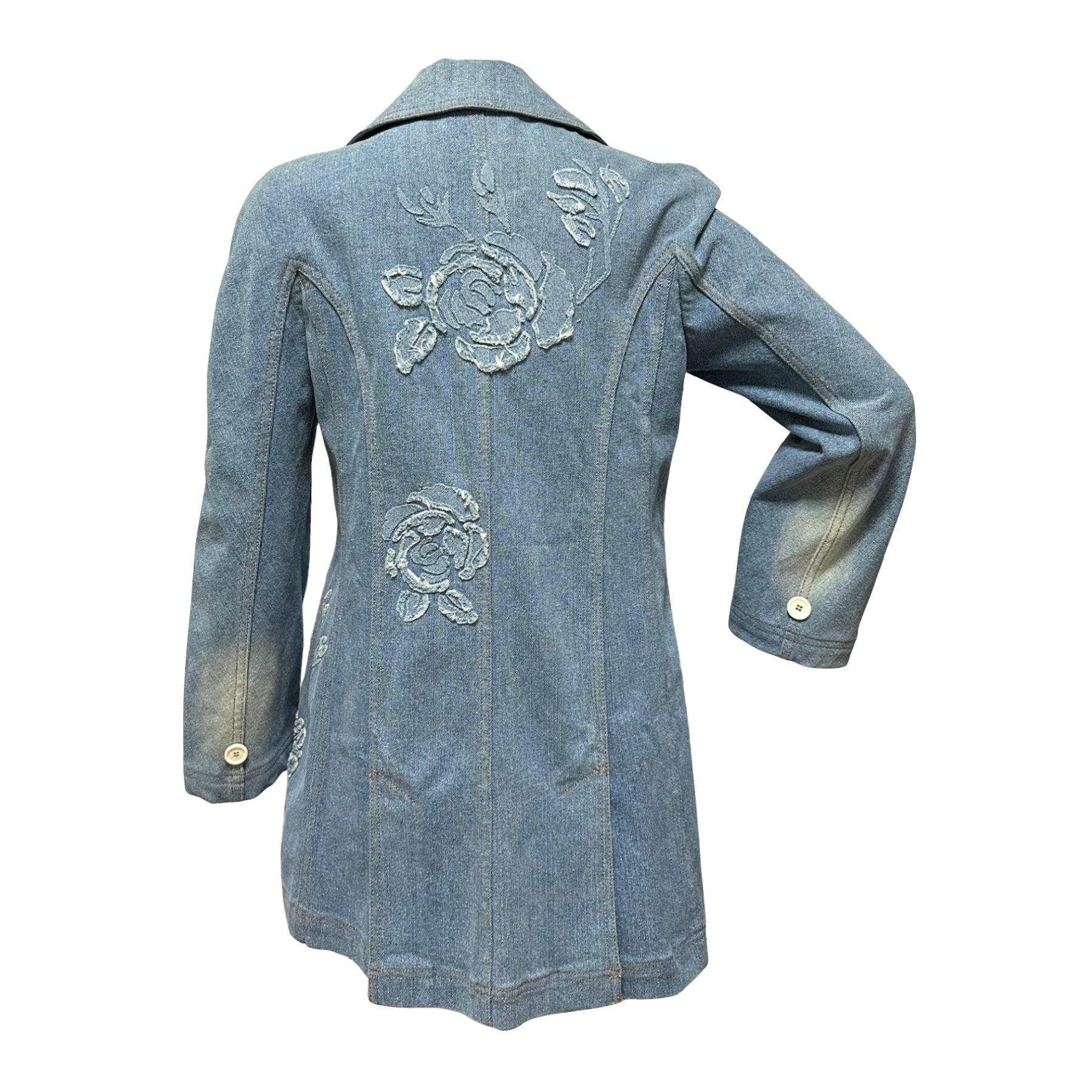 CHRISTIAN DIOR Spring Summer 2005 Flower Patchwork Button Up Denim Jacket - 2