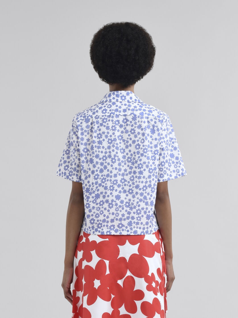 POPLIN BOWLING SHIRT WITH BLUE AND WHITE POP FIELDS MOTIF - 3