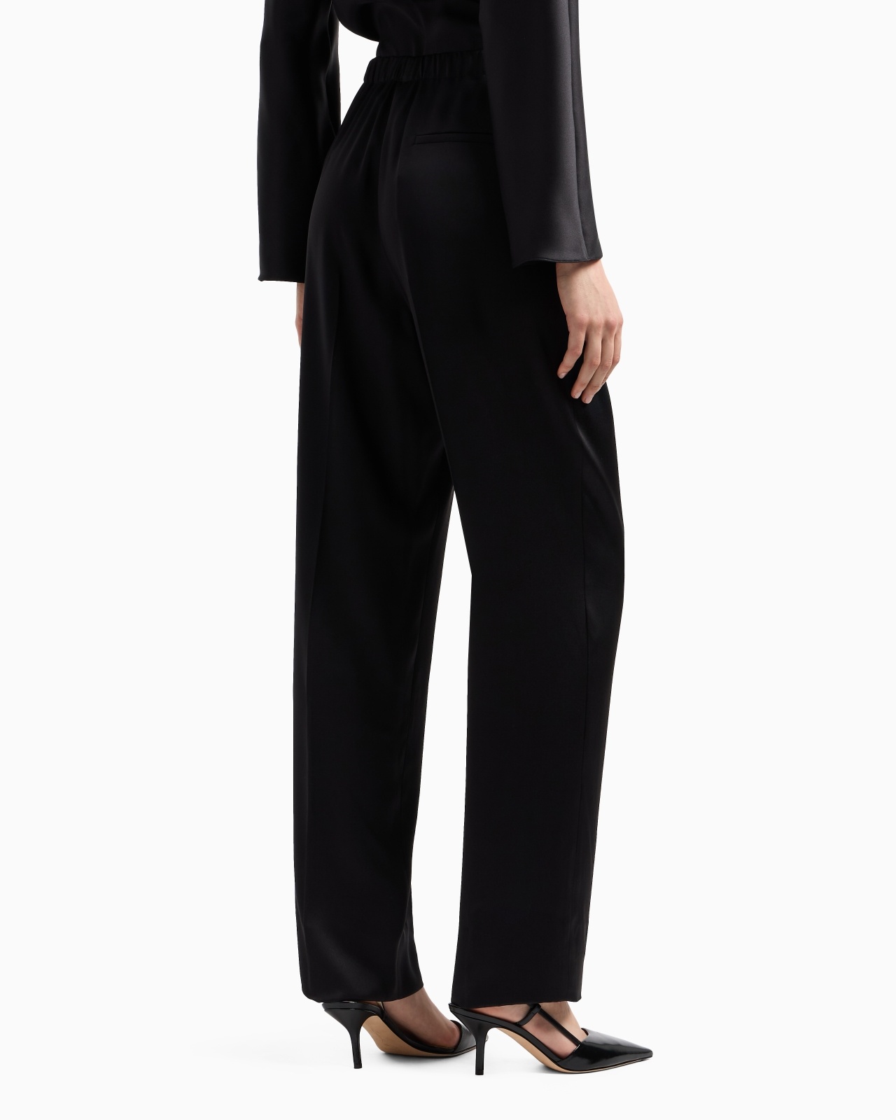 STRAIGHT-CUT TROUSERS IN DOUBLE SILK SATIN - 3