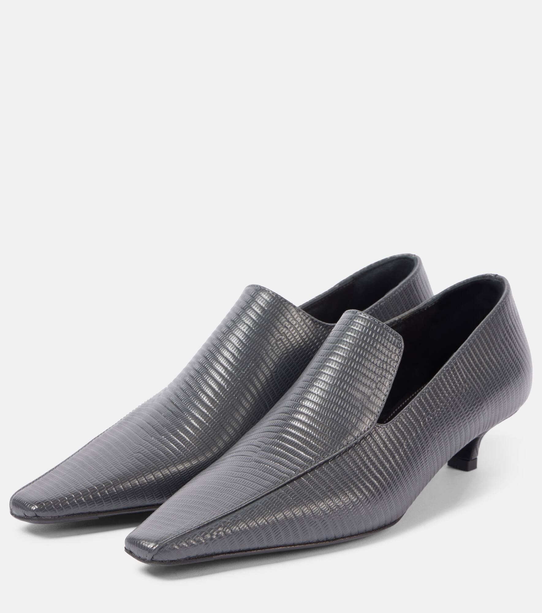 Embossed leather pumps - 3