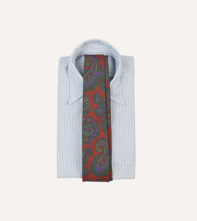 Drake's Rust Large Paisley Print Madder Silk Self-Tipped Tie outlook