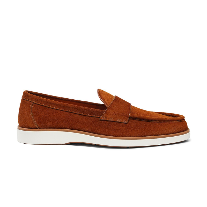 Men's brown suede penny loafer 1