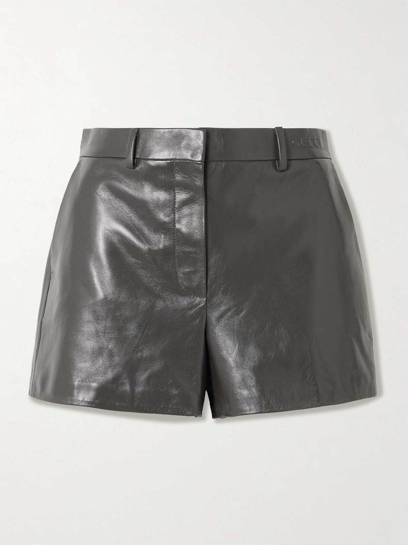 Embossed leather shorts 1