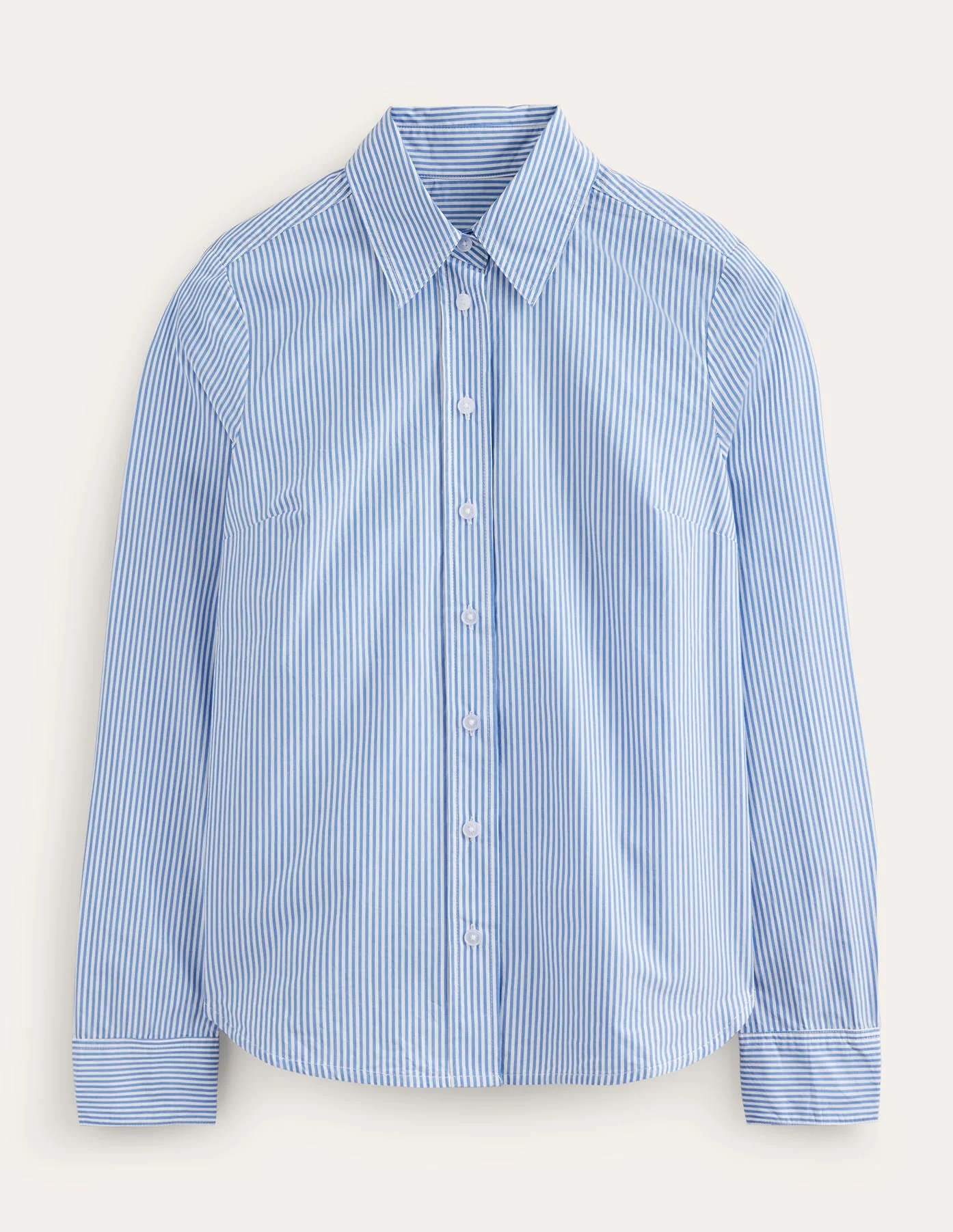 Sienna Cotton Shirt-Bright Blue Fine Stripe - 1