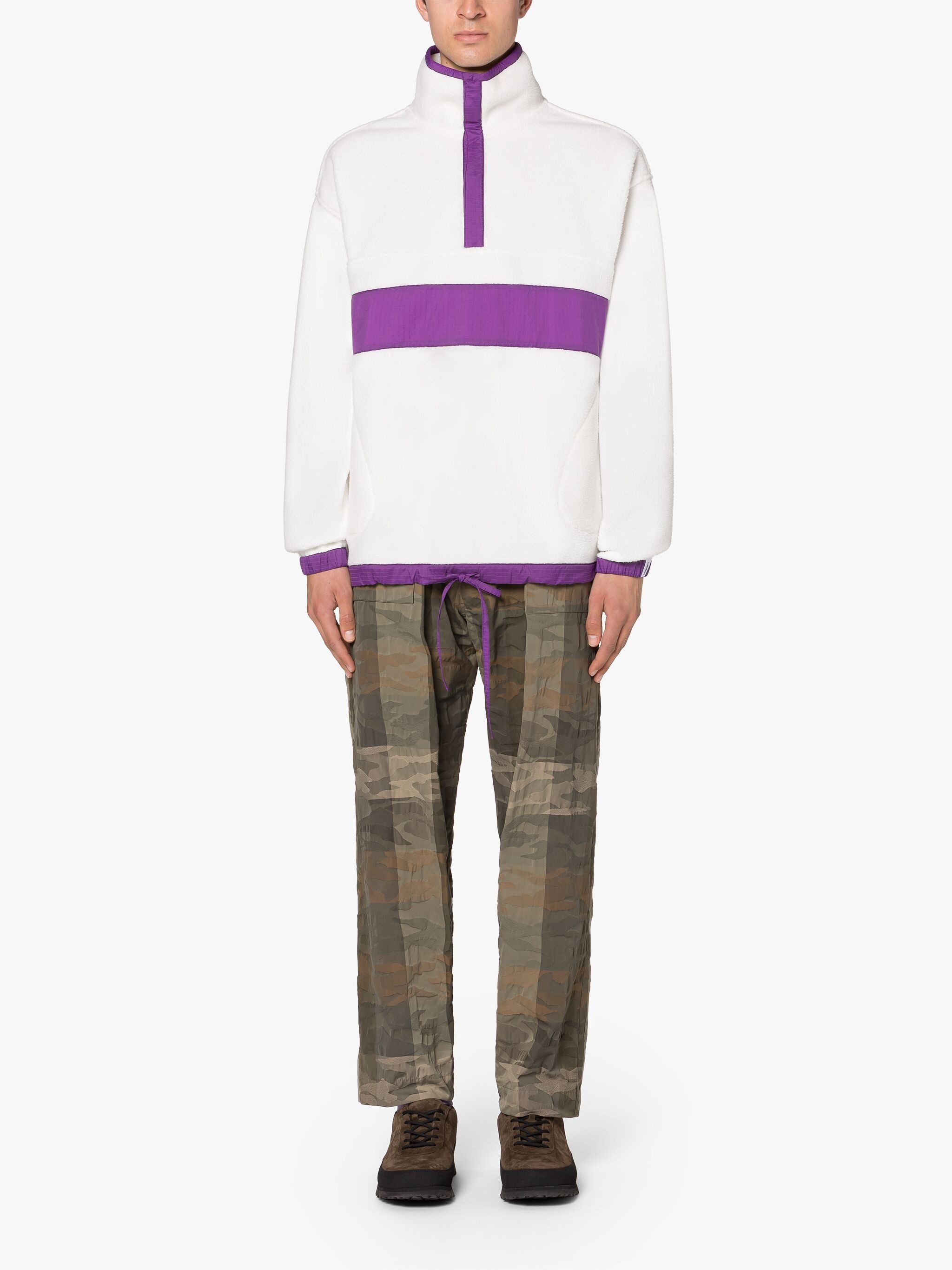 PURPLE & WHITE FLEECE POPOVER JACKET - 2