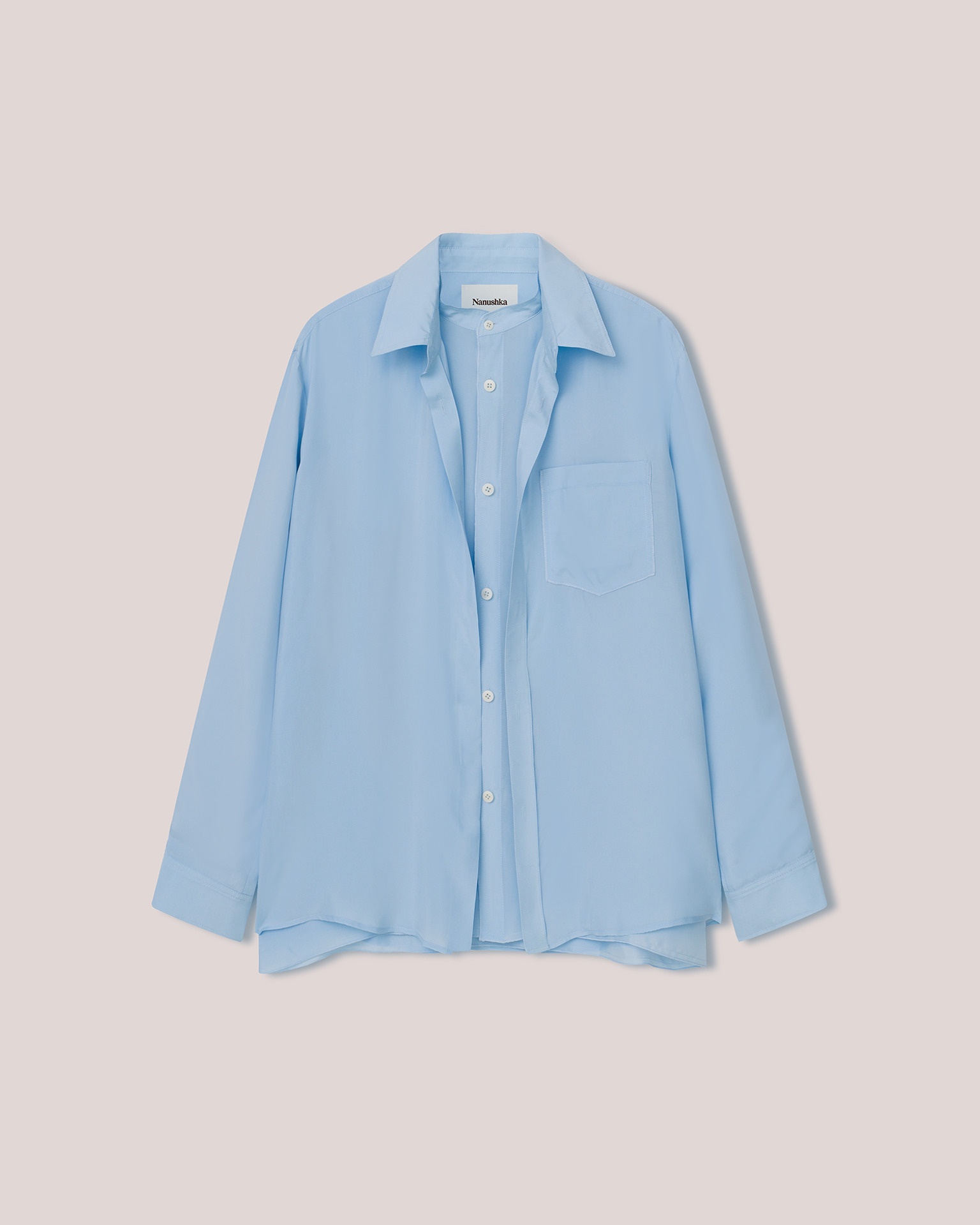GEZA - Twill-silk shirt - Blue - 1