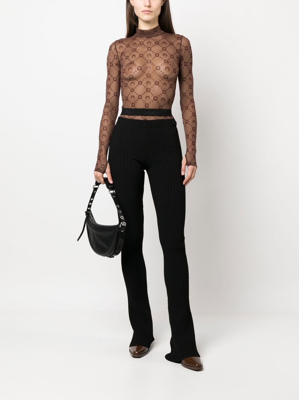cut-out ribbed-knit trousers - 2