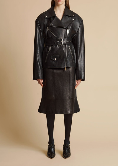 KHAITE The Francine Skirt in Black Leather outlook