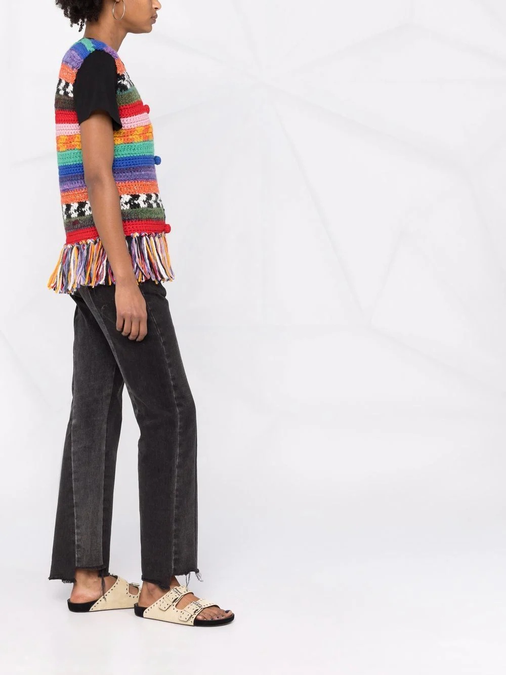 striped knitted waistcoat - 4