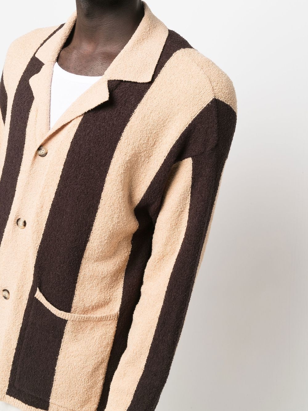 stripe-print notched-collar cardigan - 5