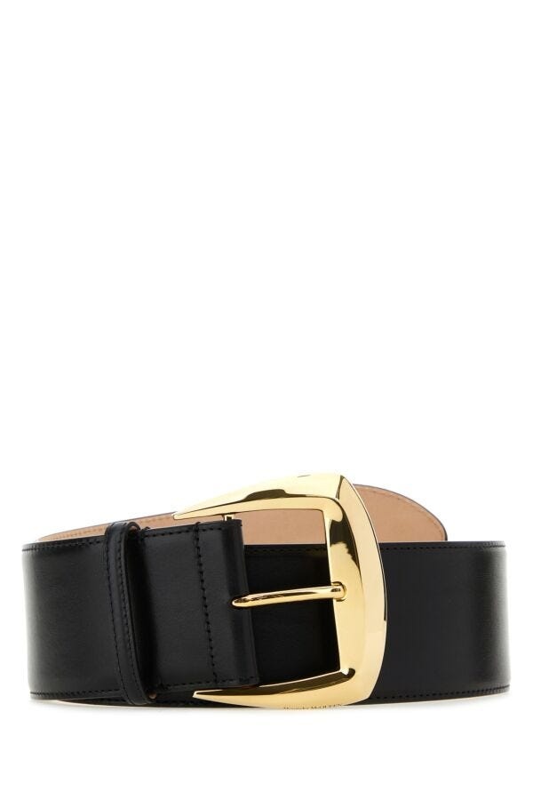 ベルト alexander mcqueen Black leather belt (7575741BR0T 1000) Alexander McQueen ALEXANDER MCQUEEN Black Leather Belt