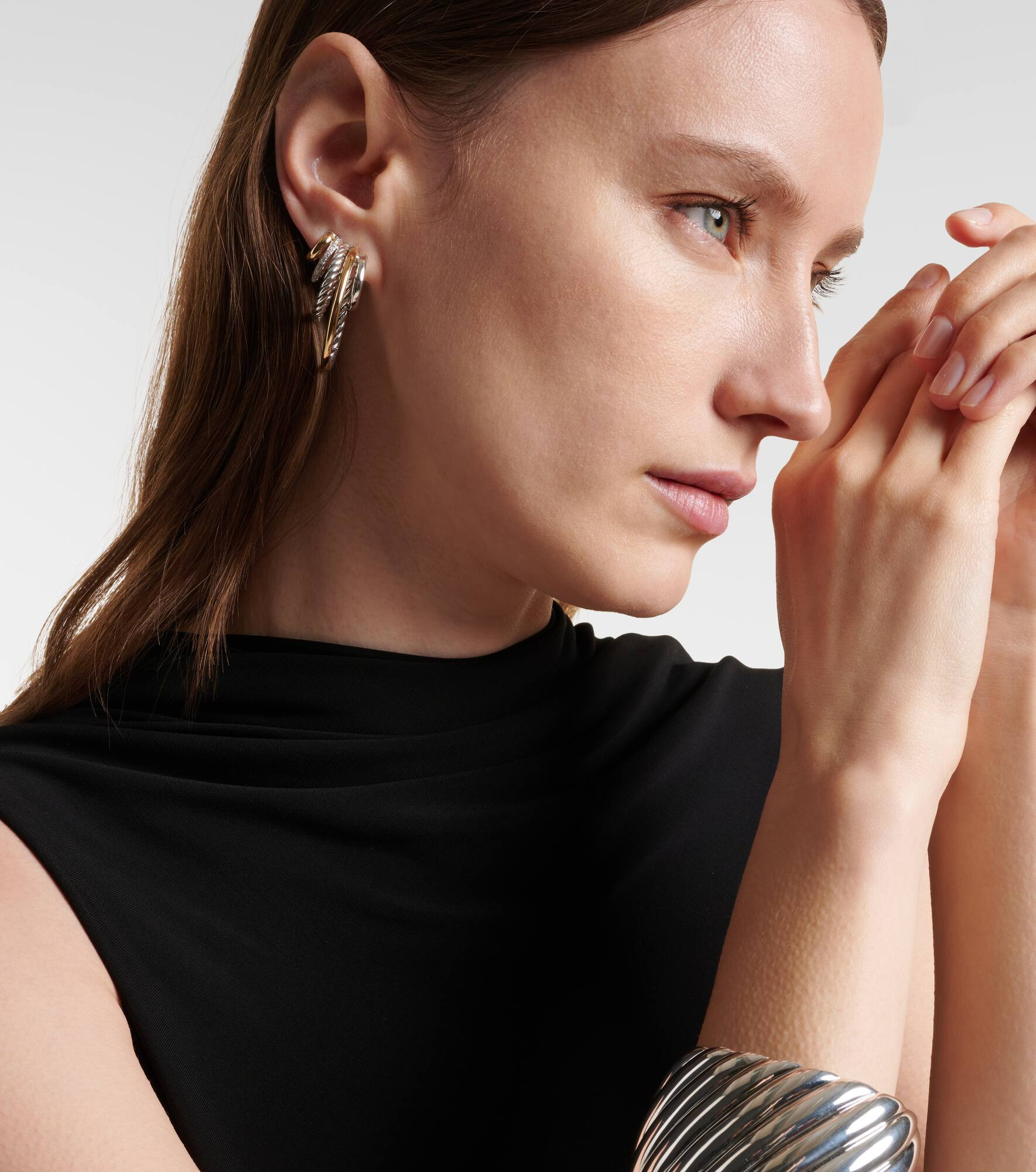 DY Mercer® 18kt gold and silver earrings with diamonds - 3