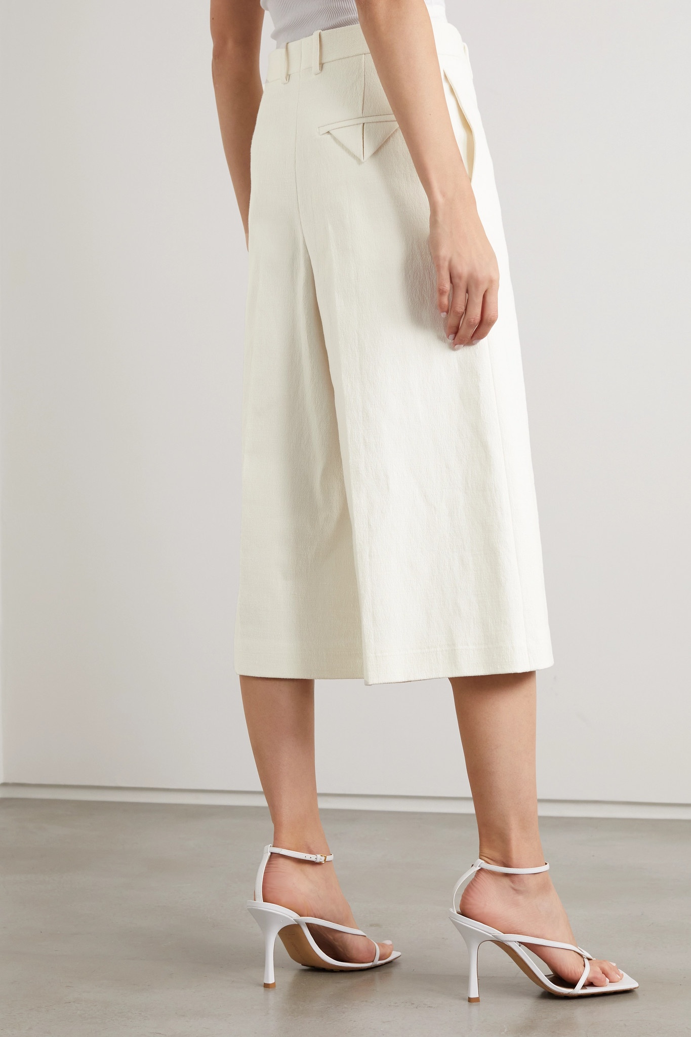 Pleated linen-blend culottes - 4