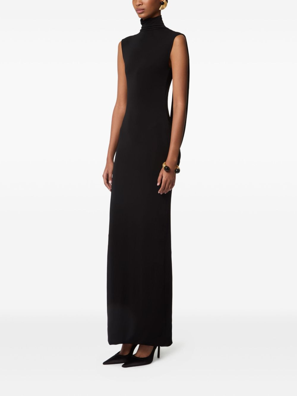 draped high-neck maxi dress - 3